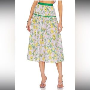 AMUR Levon Midi Skirt in Lilac Petal Lemon Garden